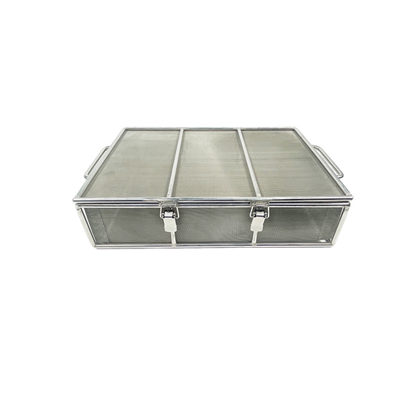 双层高目数不锈钢带锁清洗网筐